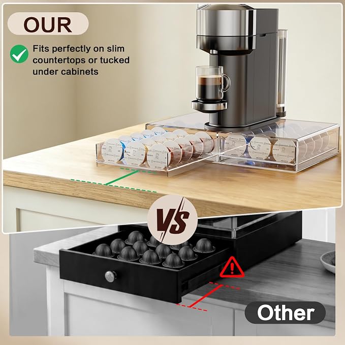 Compact Clear Acrylic Coffee Pods Drawer Organizer Compatible - Image 4