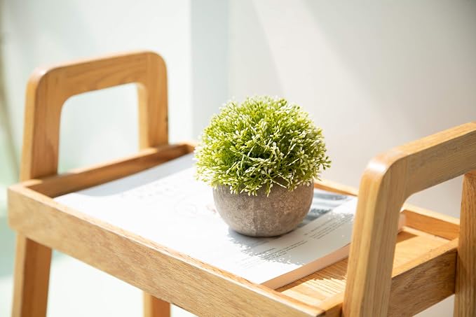 Velener White Mini Artificial Plant Topiary Ball Pot Set- Magnolia Flowers - Image 5