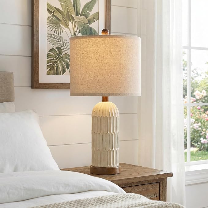 OYEARS 22.5" Bedside Table Lamps Set of 2, Farmhouse Table Lamp - Image 5