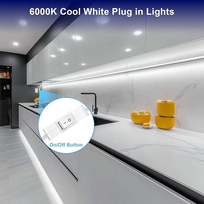 maylit Under Cabinet Strip Lighting Plug in 72in, Ultra Bright Small LED Light - Image 2