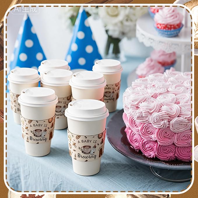 Jingmore 50 Pcs a Baby Is Brewing Coffee Cup Sleeves Disposable Sleeves Brewing - Image 5