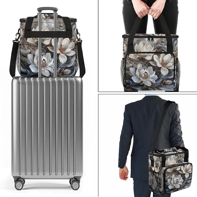 Magnolia Vintage Flowers Coffee Maker Carring Bag, Large Insulated Storage - Image 7