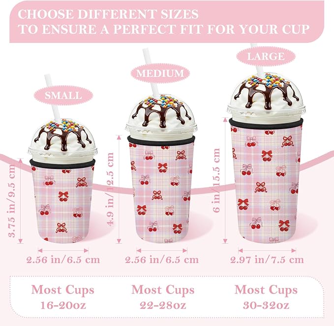 3 Pack Reusable Insulated Neoprene Iced Coffee Cup Sleeve, Durable Drink Sleeve - Image 8