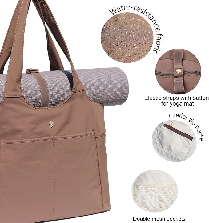 ESVAN Yoga Tote Bag Mat bag Women Shoulder Bags Carryall Tote - Image 3