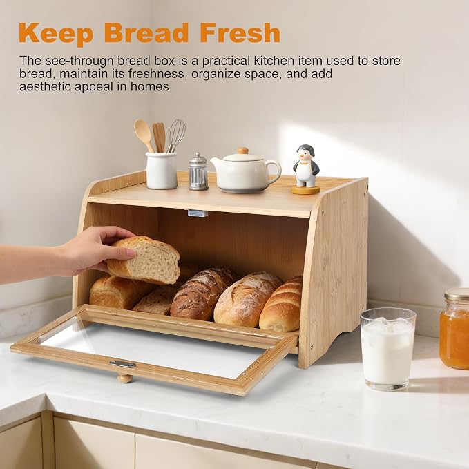 Bamboo Bread Box for Kitchen Counter - Image 5