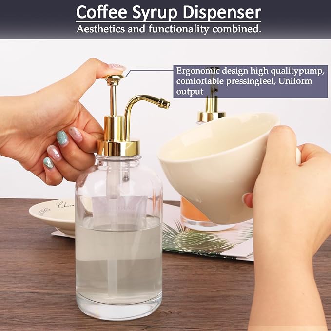 2Pack Coffee Syrup Dispenser, 16.9 oz Transparent Glass Bottles - Image 2