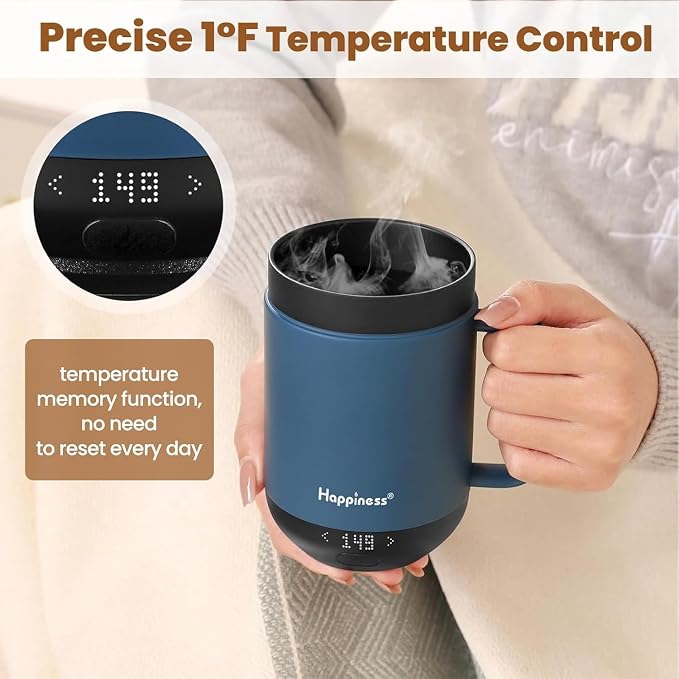 Happiness Smart Heated Coffee Mug, 16oz Rechargeable Electric Self Heating - Image 2