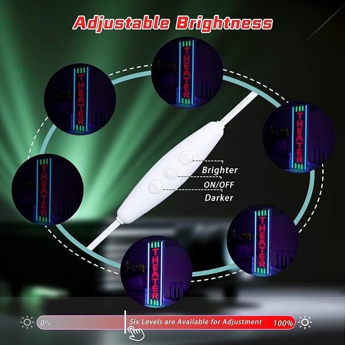 Theater Neon Sign Dimmable LED Movie Night Signs - Image 5
