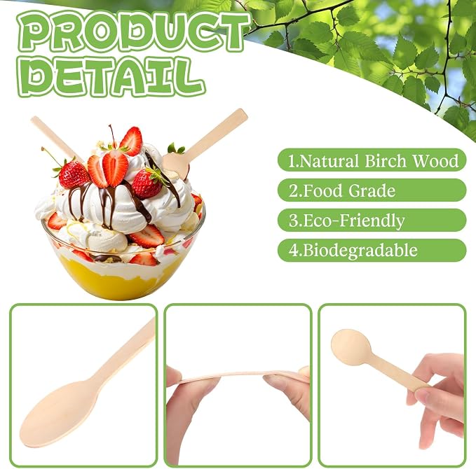 300 Pcs Mini Wooden Spoons 4 Inch - Image 3