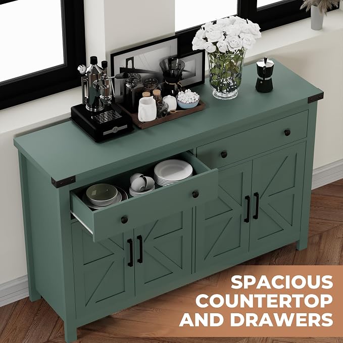 VVFLU Buffet Cabinet with Storage Farmhouse with 4 Doors and 2 Drawers - Image 5