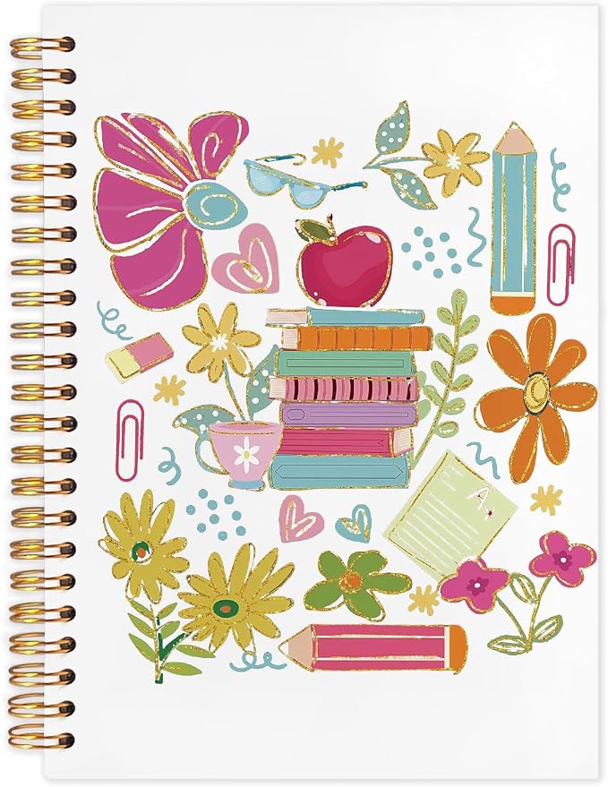 kunlisa Boho Floral Teacher Spiral Notebook Journal 5.5x8.3, Thank You by Kunlisa