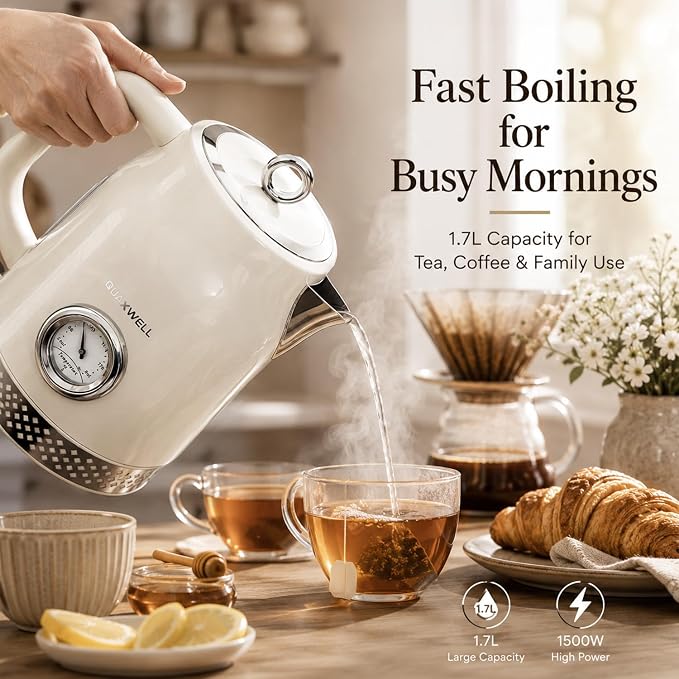 Retro Electric Kettle, 1.7L 304 Stainless Steel Tea Kettle - Image 4