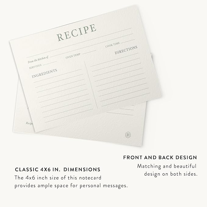 Dashleigh Elegant Recipe Cards 4x6 Double Sided, 50 Pack Thick Cardstock - Image 5