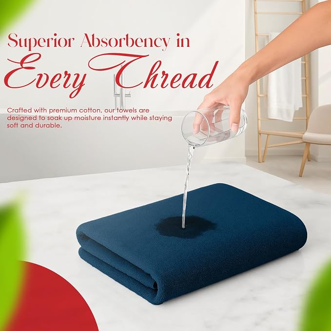 RIVERSIDE 100% Ring-Spun Cotton Bath Towels Set of 4 22 x 44 - Image 4