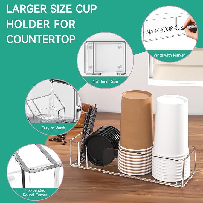 Coffee Bar Accessories and Organizer, Disposable Cup Holder - Image 4
