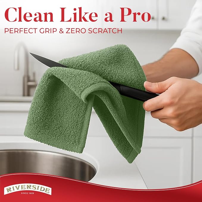 RIVERSIDE Bar Mop Towels Pack of 12, 16x19 Inches, 100% Ring Spun Cotton Terry - Image 7
