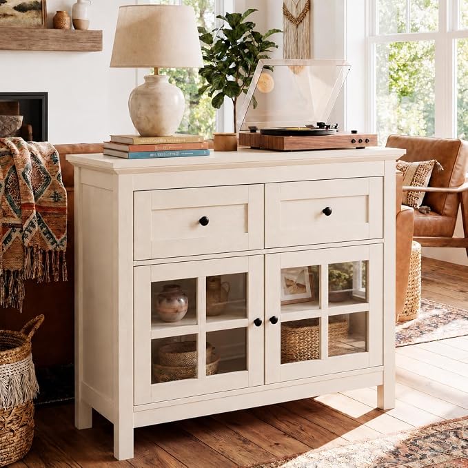 108" Buffet Cabinet Sideboard, Large Coffee Bar Cabinet - Image 5