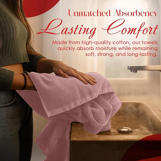 RIVERSIDE Pack of 8 Towels Set, 2 Large Bath, 2 Hand, 4 Face Washcloths - Image 9