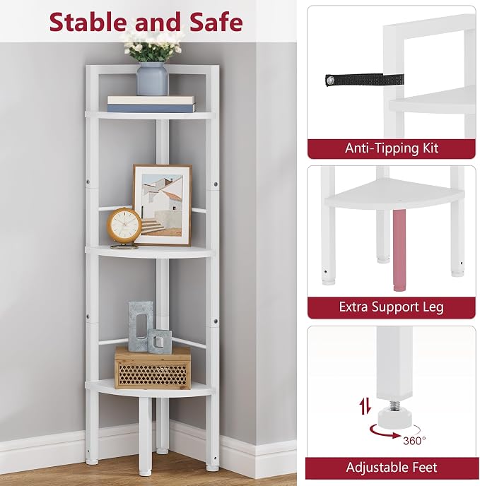 Tajsoon Small Corner Shelf Stand 3 Tier 39.6" Industrial Corner Display Shelf - Image 5