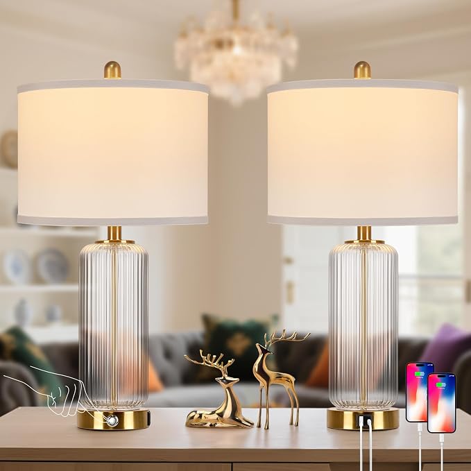 Table Lamps Set of 2 with Touch Control, 3-Way Dimmable Nightstand Lamp with - Image 8