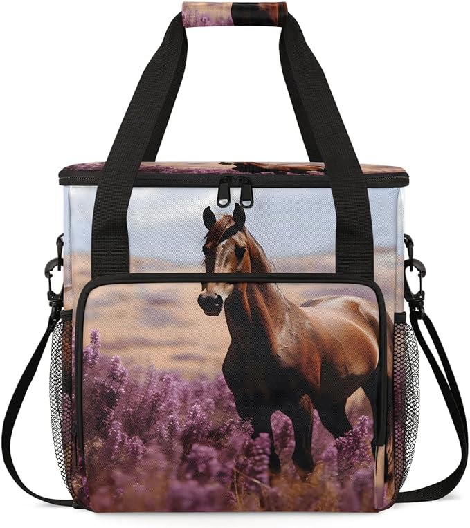 Horse Lavender Coffee Maker Carring Bag, Large Insulated Storage Organizer Case by Home