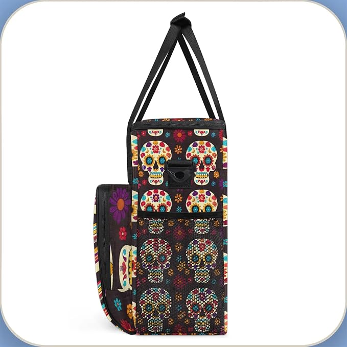 Sugar Skull Day Of The Dead Halloween Coffee Maker Carring Bag, Large Insulated - Image 4