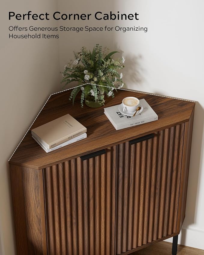 Fluted Corner Cabinet, Modern Small Floor Storage Cabinet - Image 5