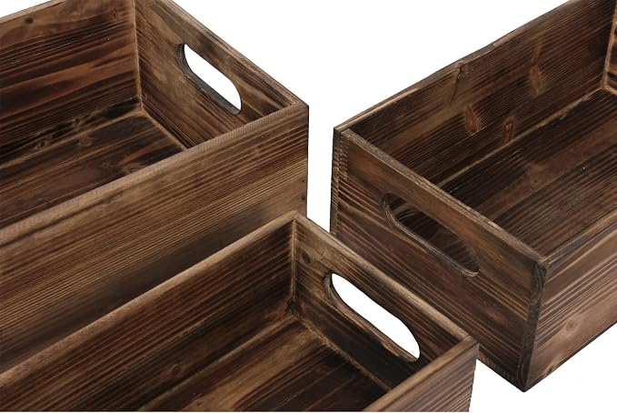Farmhouse Wood Crate Box Set of 3, Distressed Wooden Crates - Image 6