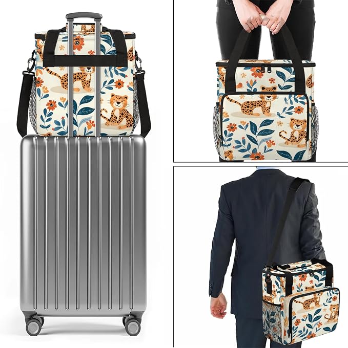 Leopard Animal Coffee Maker Carring Bag, Large Insulated Storage Organizer Case - Image 7