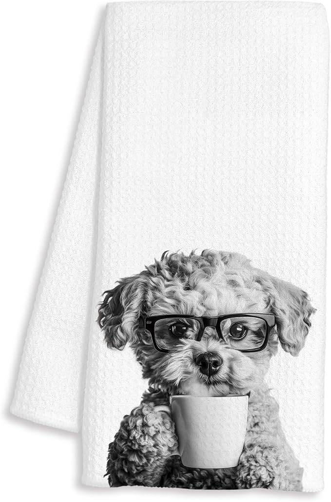Funny Poodle Decor Coffee Kitchen Towels Gift, Poodle Dog Gifts, Coffee Gifts by Unknown