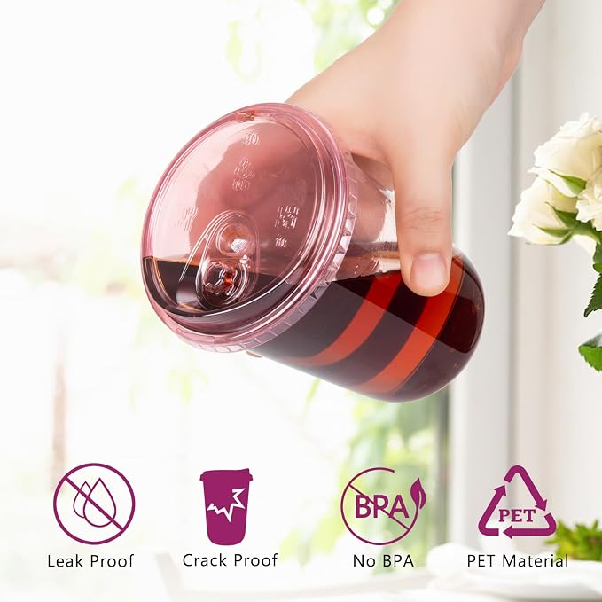 100 Sets 12oz Disposable Stemless Plastic Cups - Image 5
