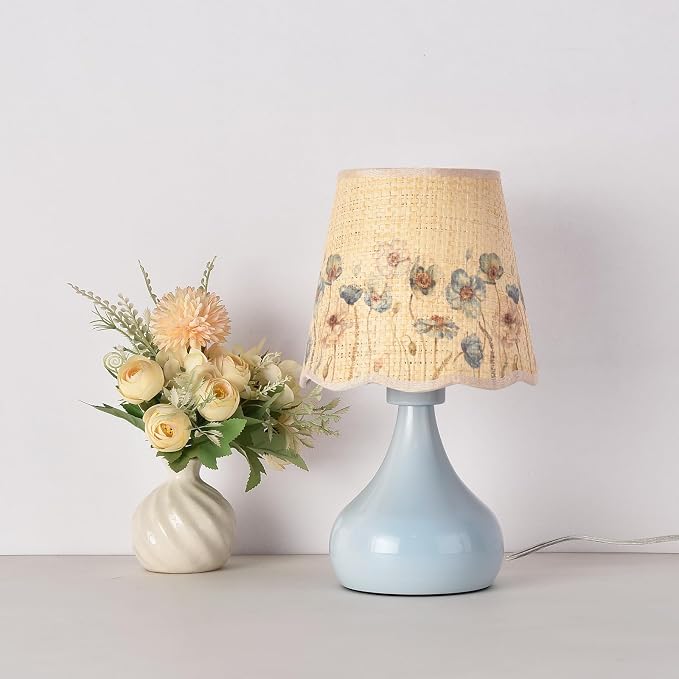 Ziqqeelam Blue Small Bedside Cute Table Lamp by Unknown