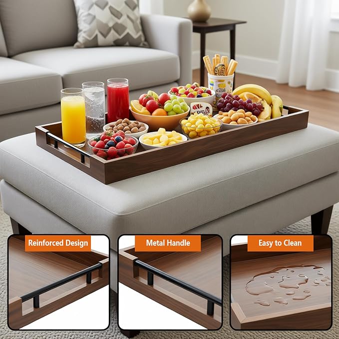 32 x 12 Inch Large Acacia Wood Serving Tray - Image 3