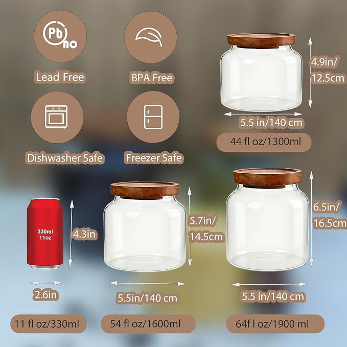 1PC Glass Storage Jars with Airtight Lids, 54 fl oz coffee container with - Image 2