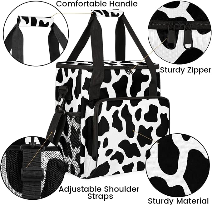 Cow Print Western Coffee Maker Carring Bag, Large Insulated Storage Organizer - Image 6