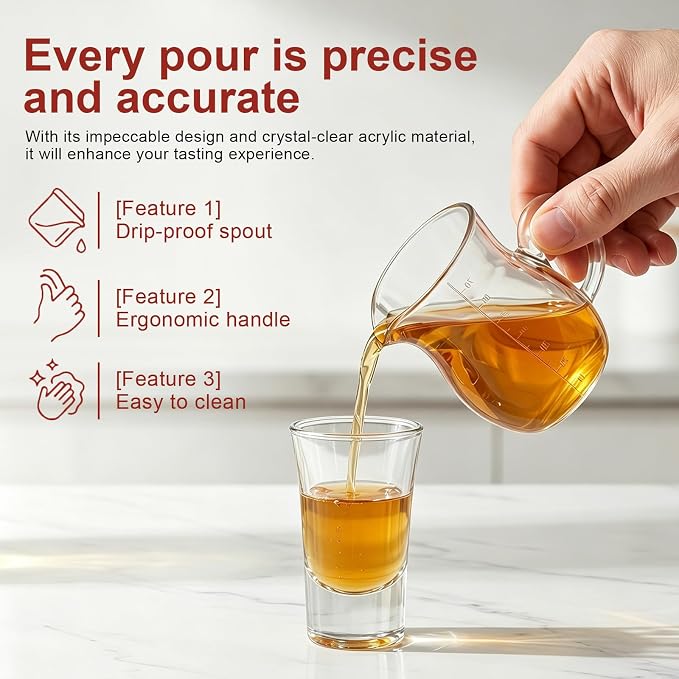 Kichvoe 2 Pcs Acrylic Decanter Set, Unbreakable, 3.14 x 2.75 x 1.96 in | Clear - Image 4