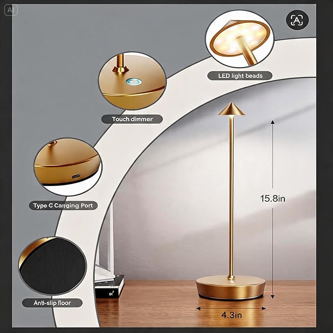 Cordless Table Lamps Rechargeable, 6000mAh Battery Operated LED Table Lamp - Image 6