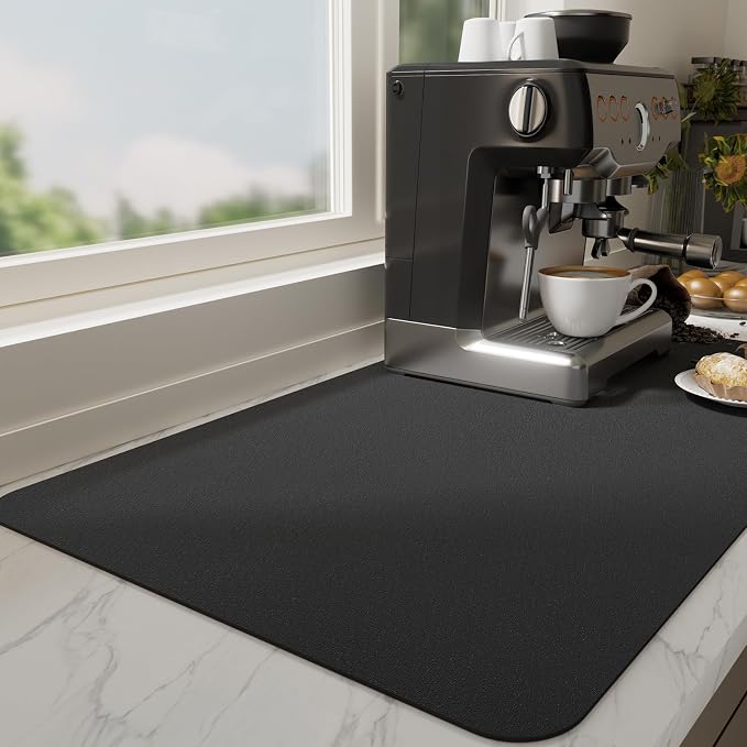 Ecotrim Absorbent Coffee Mat, Stain Hiding PU Leather Surface, Non-Slip Natural by Unknown