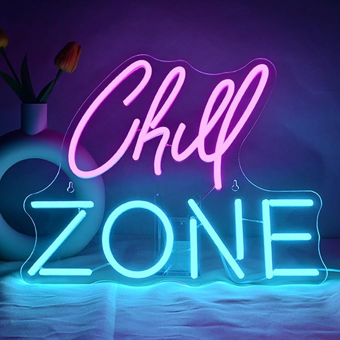 Chill Zone Neon Signs for Wall Decor Dimmable LED Neon Light USB Powered Light by JURONGYILU