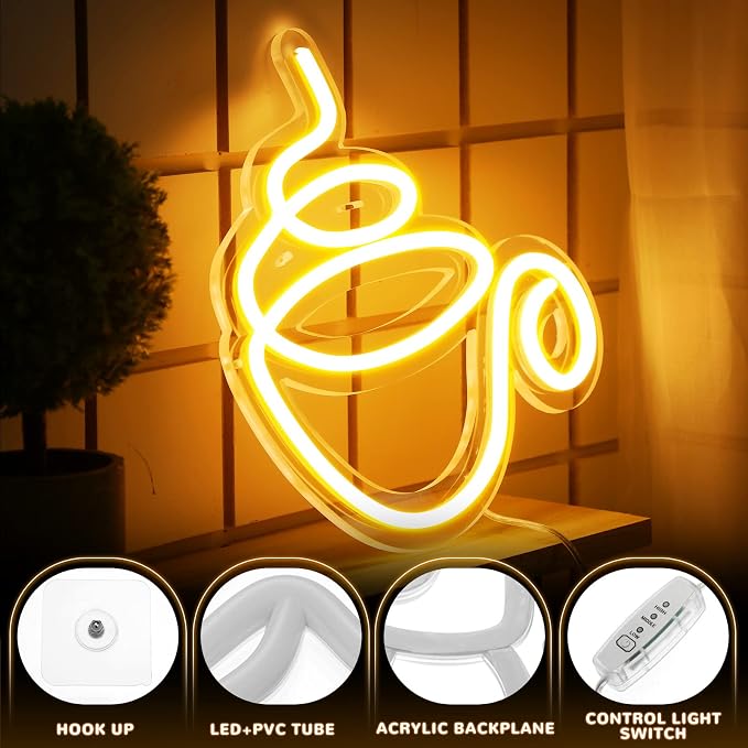Kathfly Coffee Bar Neon Sign LED Neon Decor Modern LED Wall Sign - Image 3