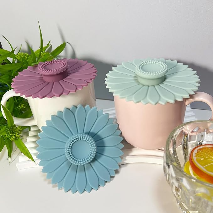 Sunflower Silicone Cup Covers, Flexible Mug Covers, Tea Pots, Hot Cup Lids - Image 3