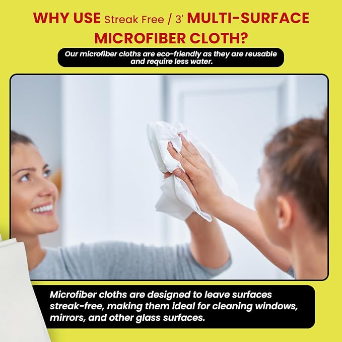 Streak Free/3 Microfiber Glass Cleaning Cloth, 6 Pack, Lint Free & Reusable - Image 4