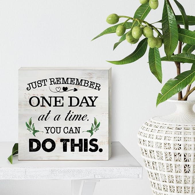 Just Remember One Day at a Time Wood Box Sign Home Decor Rustic Inspirational - Image 4