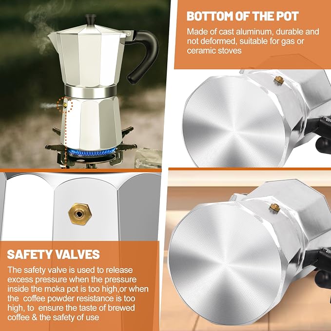 14 Cup Aluminum Espresso Stovetop Moka Pot Express Coffee Maker Percolator - Image 6