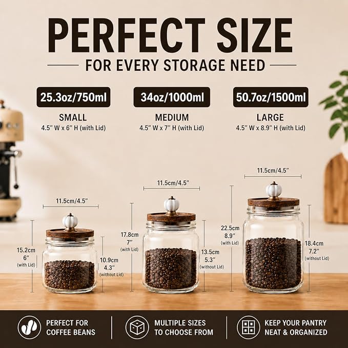 50.7oz Glass Coffee Bean Container - Image 3