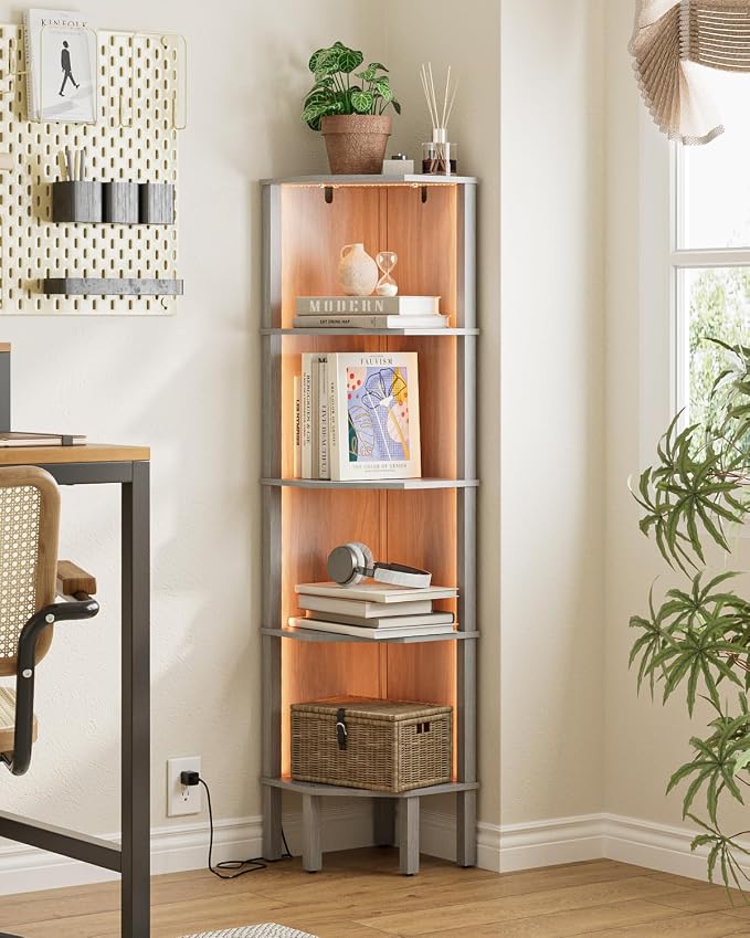 Corner Shelf Stand, 5 Tier Corner Bookshelf, Corner Furniture - Image 5