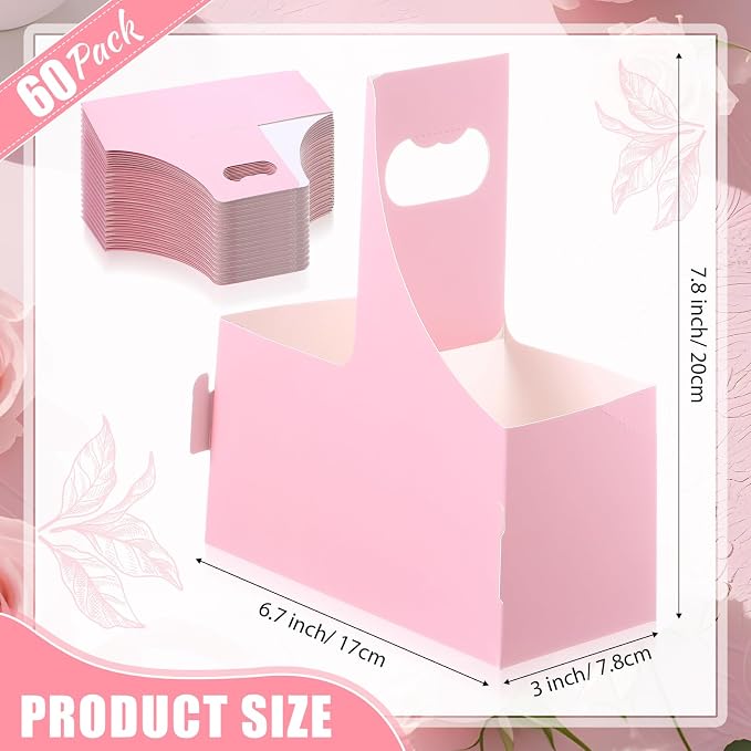 Dunzoom Pink 60 Pcs 2 Cups Drink Carrier - Image 2