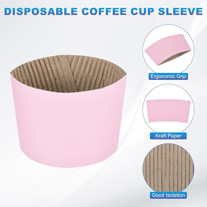 uxcell 100pcs Disposable Coffee Cup Sleeves, Cardboard Cup Sleeves - Image 3