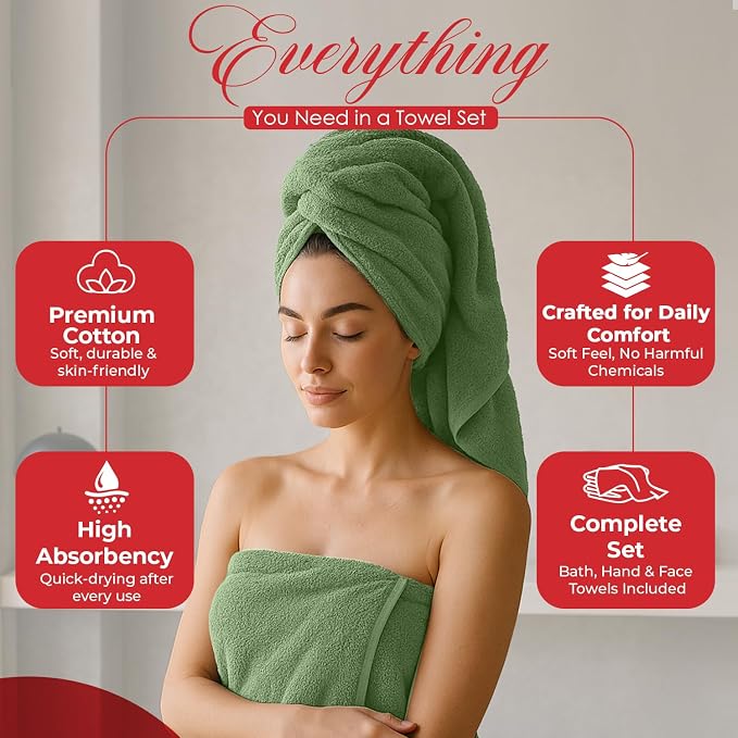 RIVERSIDE Pack of 8 Towels Set, 2 Large Bath, 2 Hand, 4 Face Washcloths - Image 8