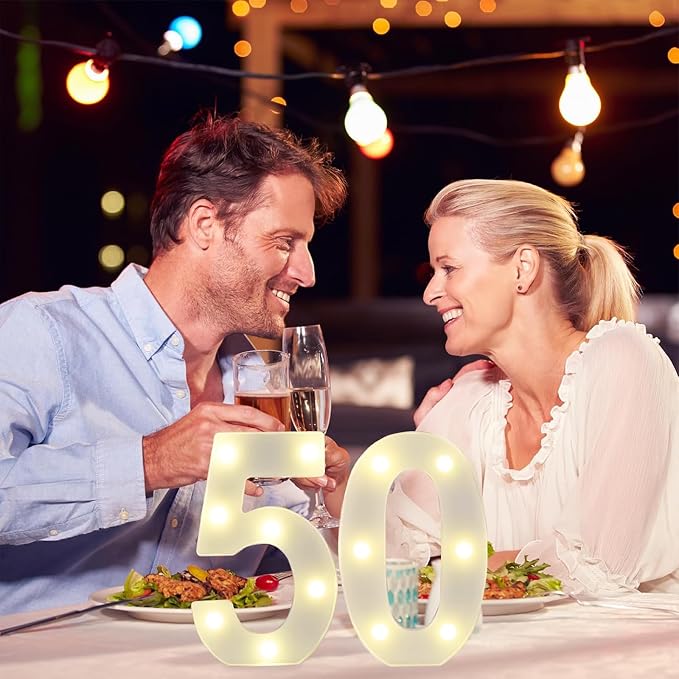 50 LED Marquee Number Light Up Sign, 50th Birthday Table Decorations - Image 3